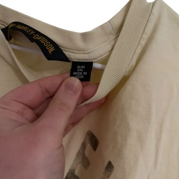 Harley Davidson Australia Exclusive T-Shirt 2XL Slim Beige Graphic Tee Rare - Picture 3 of 4